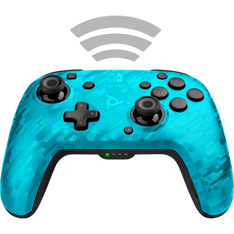 PDP Faceoff Wireless Deluxe Controller Neon Blue Camo - Switch
