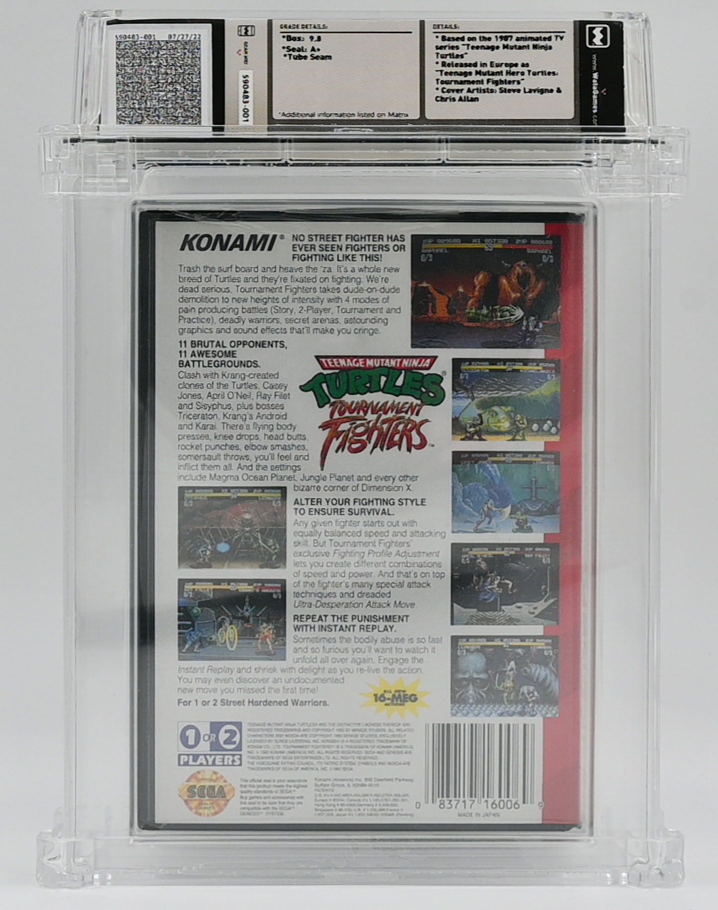 Teenage Mutant Ninja Turtles Tournament Fighters SEGA GENESIS 9.8 A+ - NEBRASKA COLLECTION