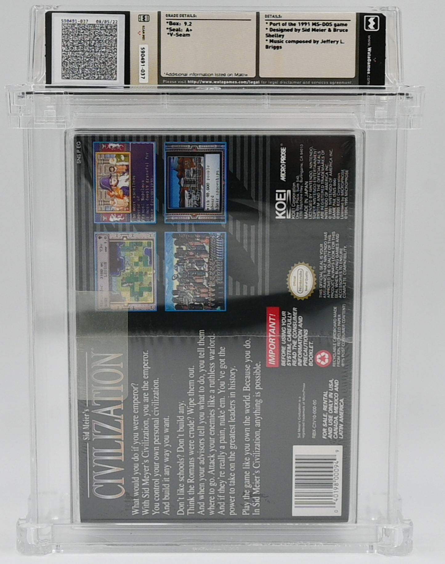 Sid Meier's Civilization SNES 9.2 A+ - NEBRASKA COLLECTION