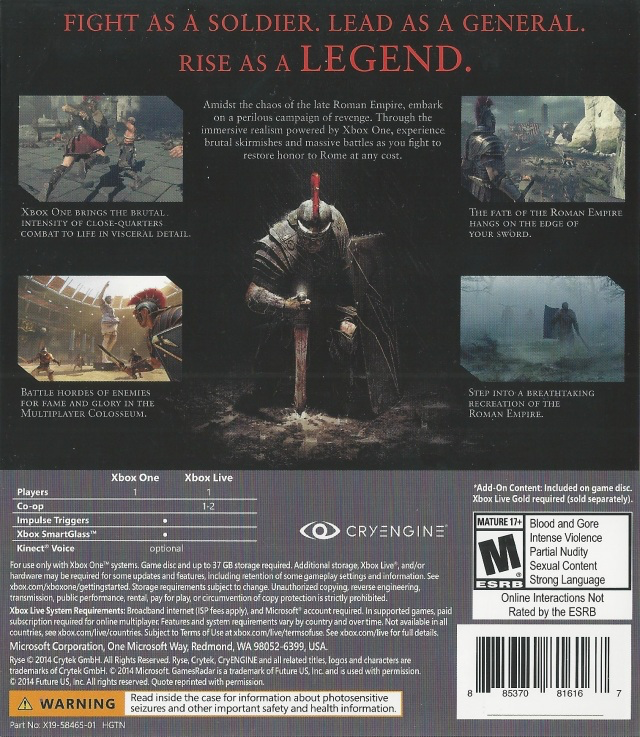 Ryse: Son of Rome - Legendary Edition - Xbox One