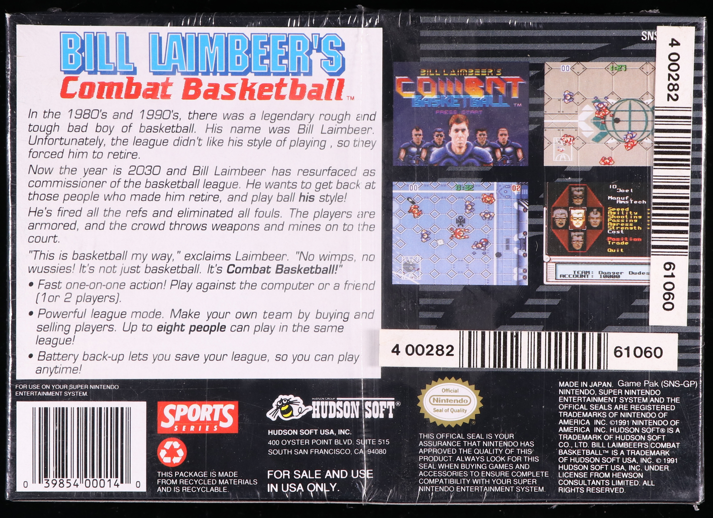 Bill Lambeer's Combat Basketball SNES 9.0 A - NEBRASKA COLLECTION