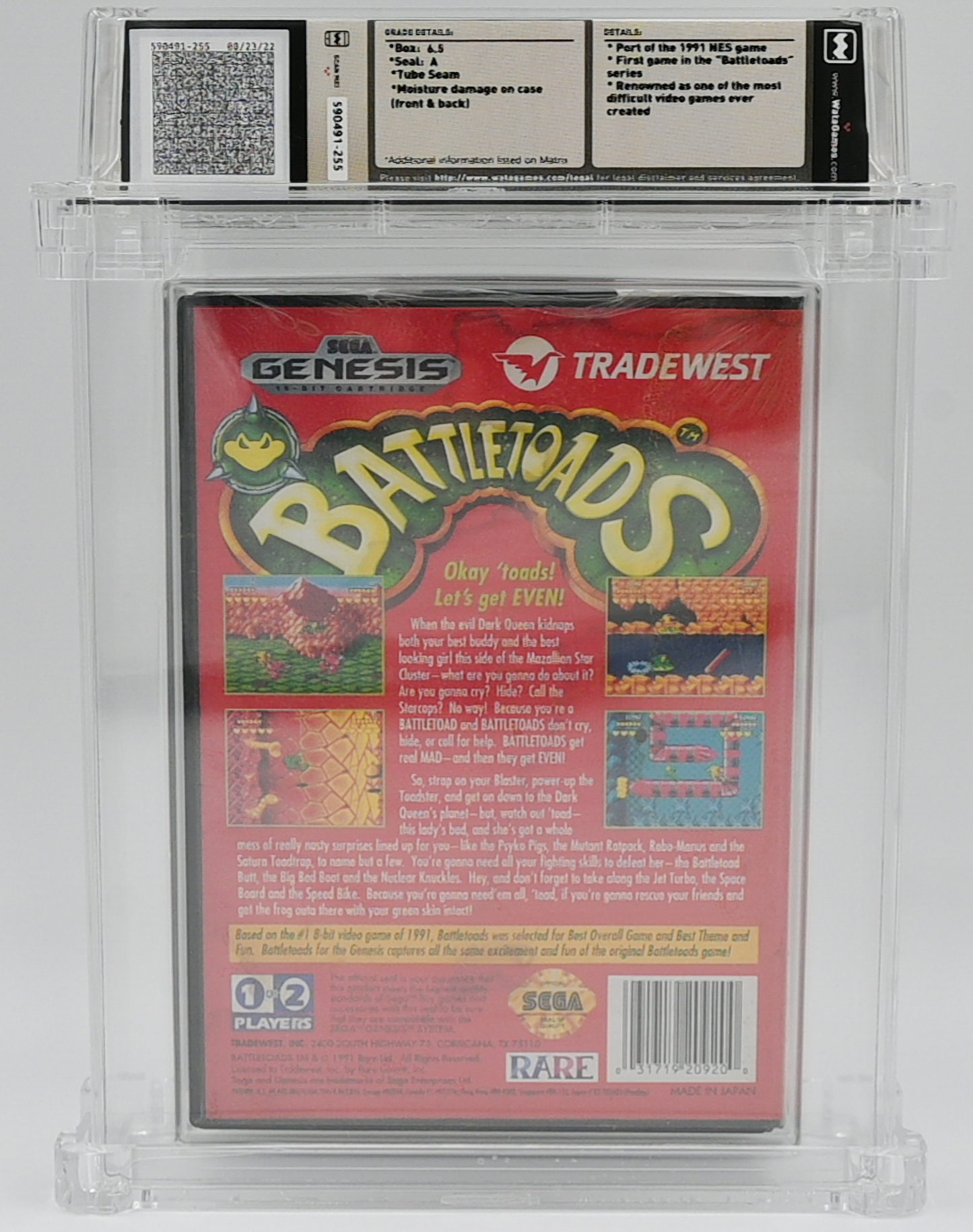 Battletoads SEGA GENESIS 6.5 A - NEBRASKA COLLECTION