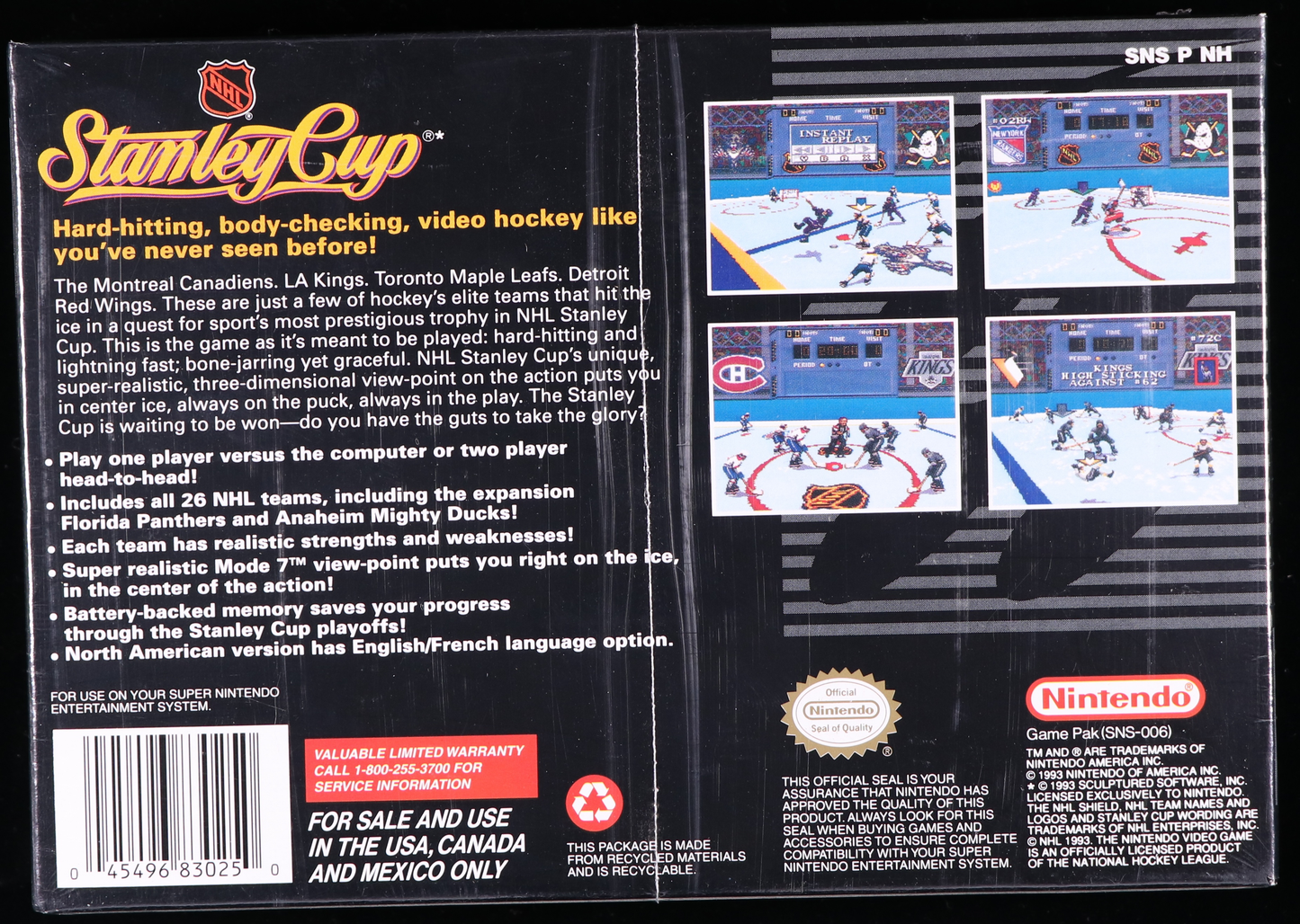 NHL Stanley Cup SNES 9.6 A+ - NEBRASKA COLLECTION