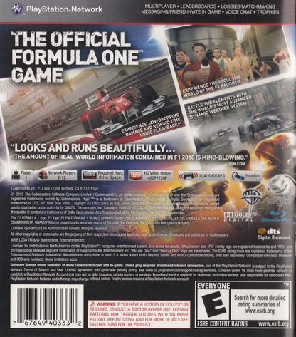 F1: Formula 1 2010 - PS3