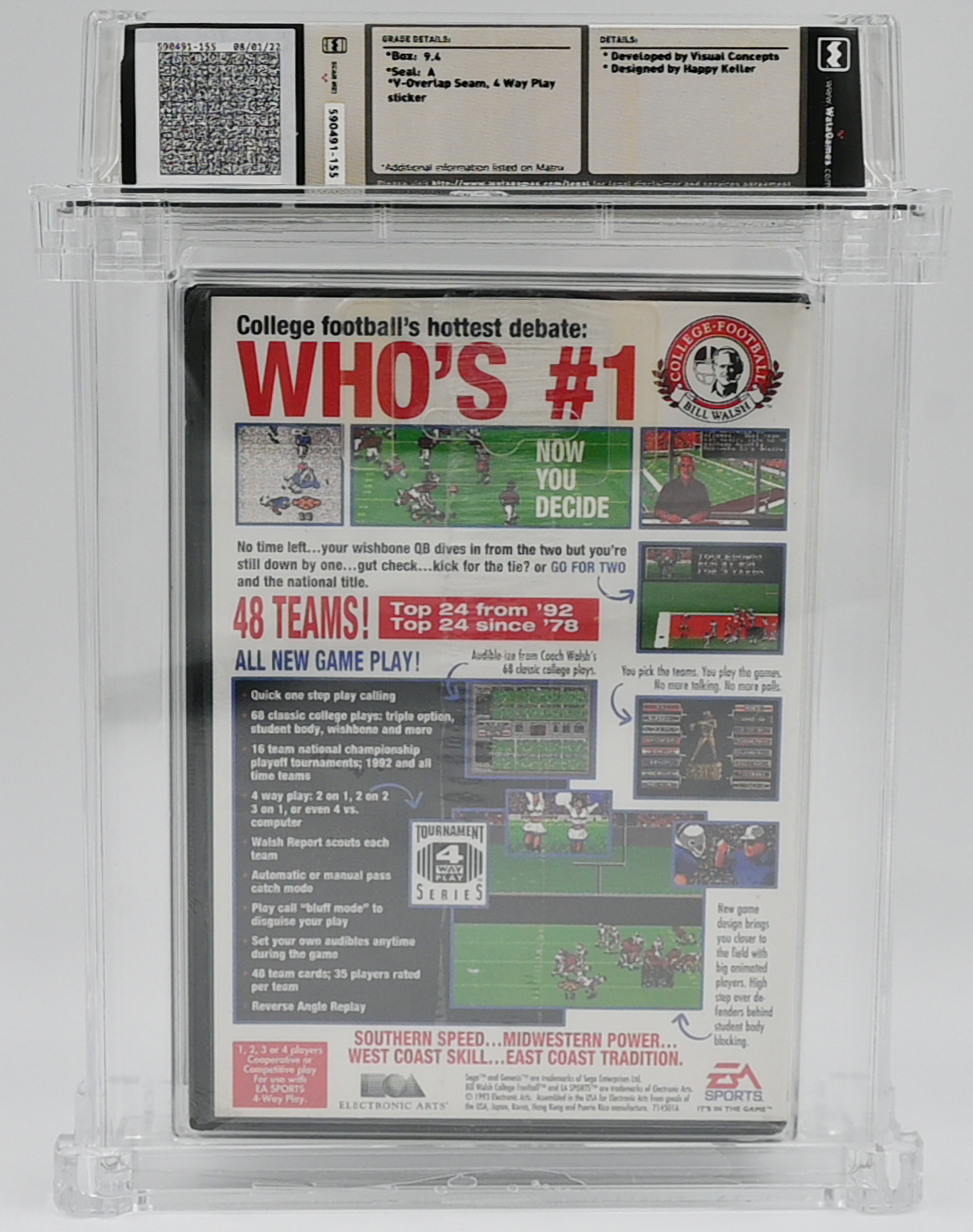 Bill Walsh College Football SEGA GENESIS 9.4 A - NEBRASKA COLLECTION