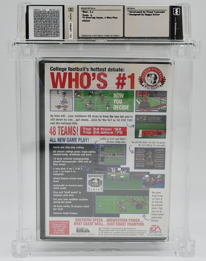 Bill Walsh College Football SEGA GENESIS 9.4 A - NEBRASKA COLLECTION