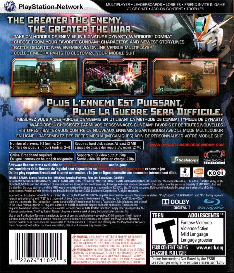 Dynasty Warriors: Gundam 2 - PS3