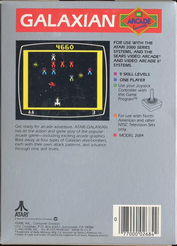 Jeu Galaxian Pour Atari 2600 – Bon état, Testé Et Prêt à Jouer !