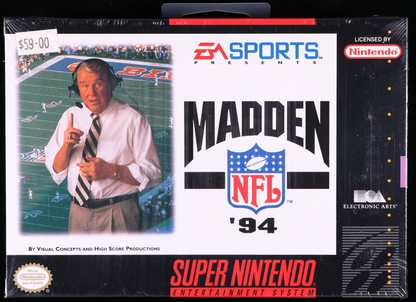 Madden NFL '94 SNES 9.6 A - NEBRASKA COLLECTION