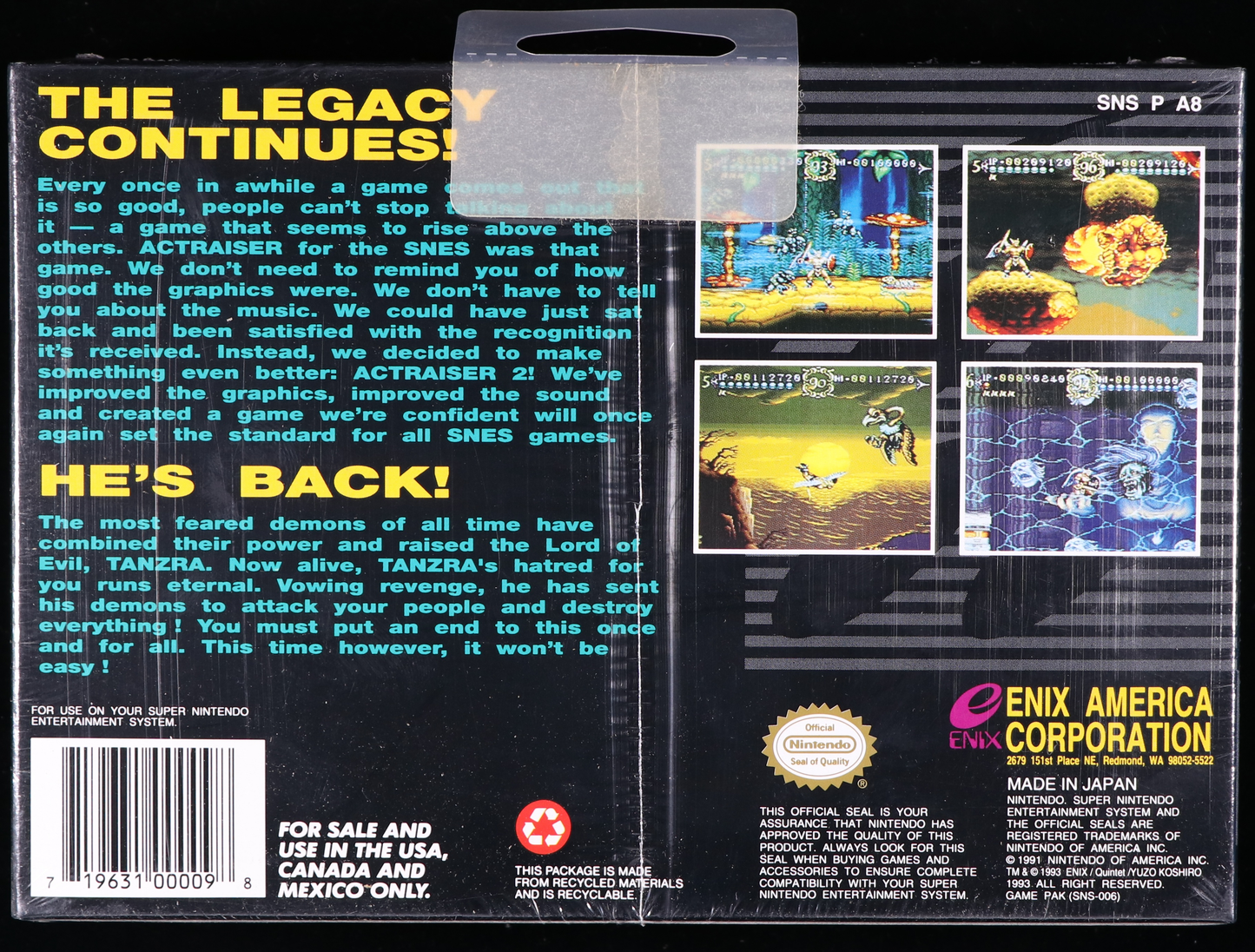 ActRaiser 2 SNES 9.6 A+ - NEBRASKA COLLECTION