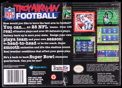 Troy Aikman NFL Football SNES 9.4 A+ - NEBRASKA COLLECTION