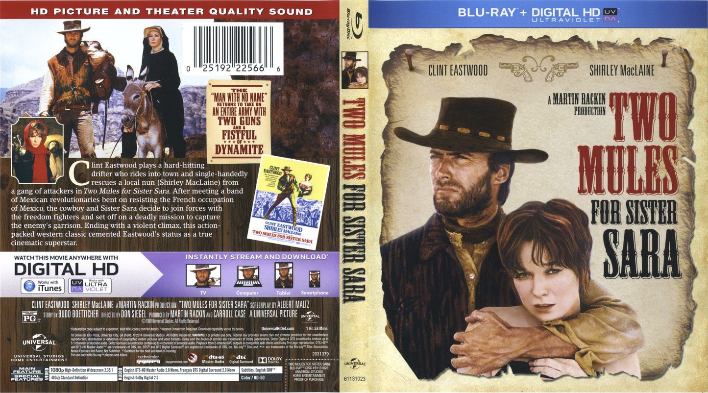 Two Mules For Sister Sara - Blu-ray Western 1970 PG