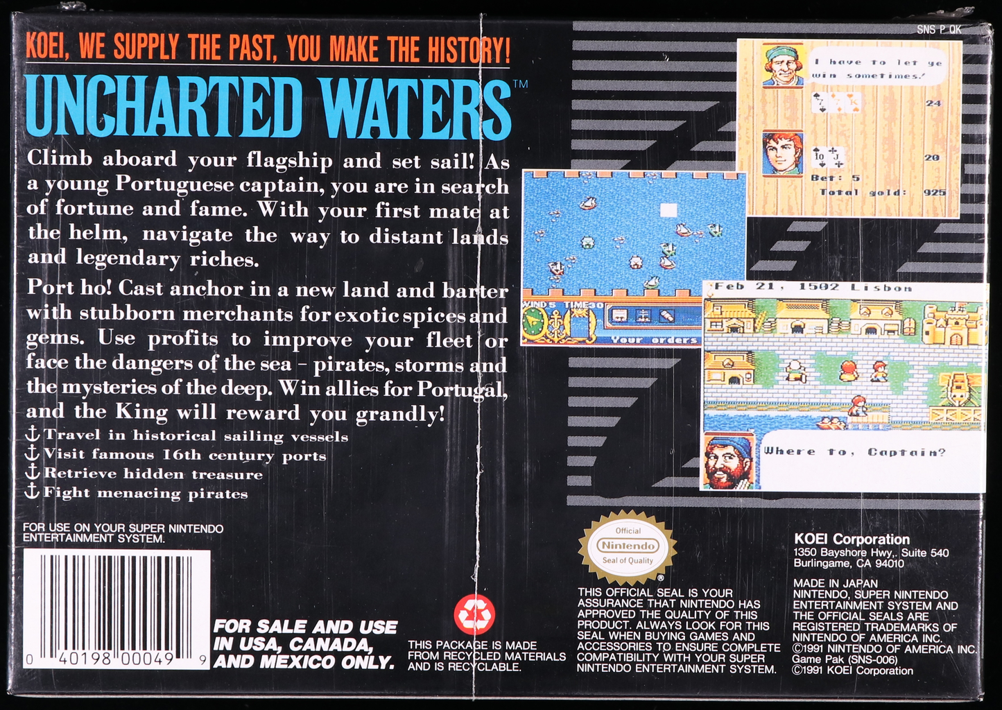 Uncharted Waters SNES 9.2 A - NEBRASKA COLLECTION