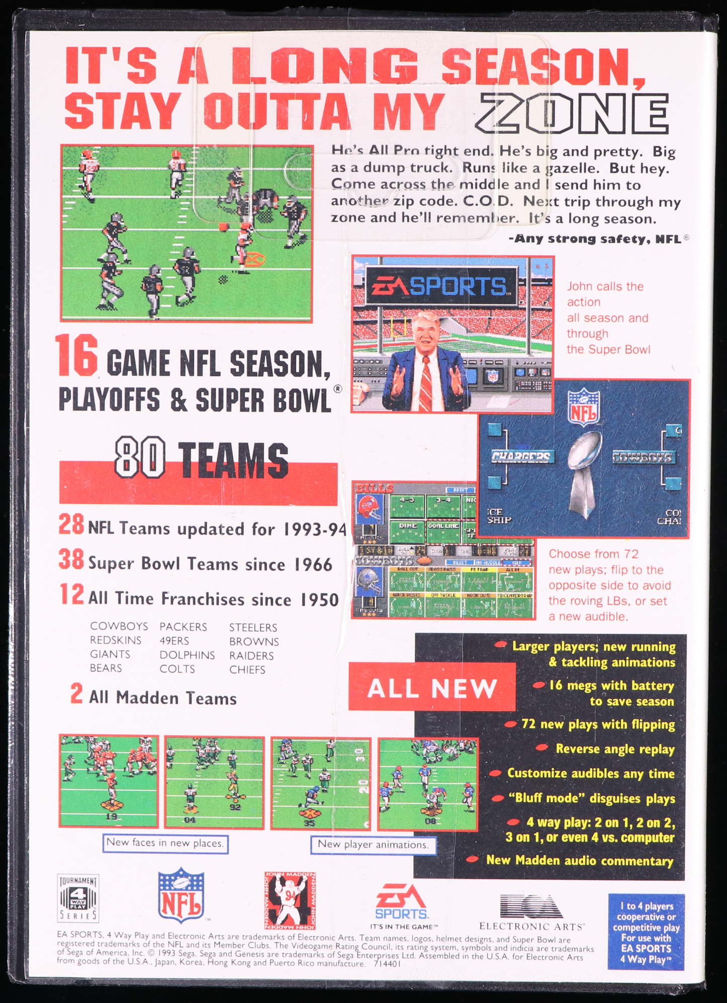 Madden NFL '94 SEGA GENESIS 9.8 A+ - NEBRASKA COLLECTION