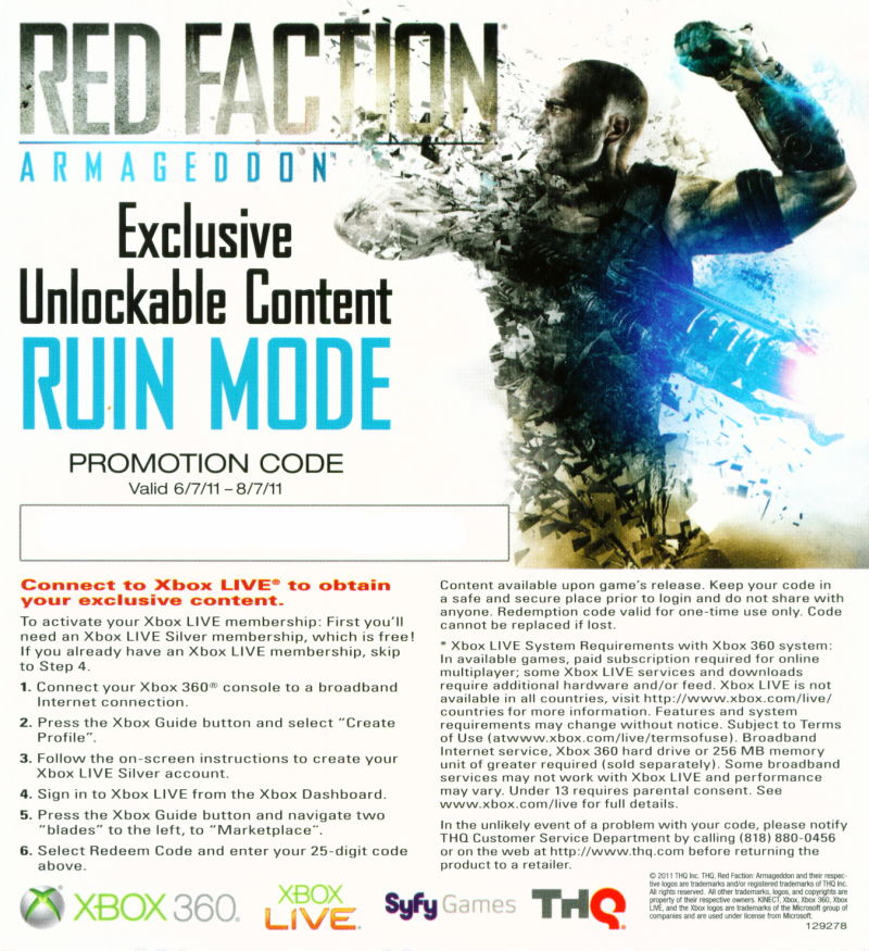 RED FACTION Armageddon X-box 360 xbox Microsoft Jeu Video sous Blister