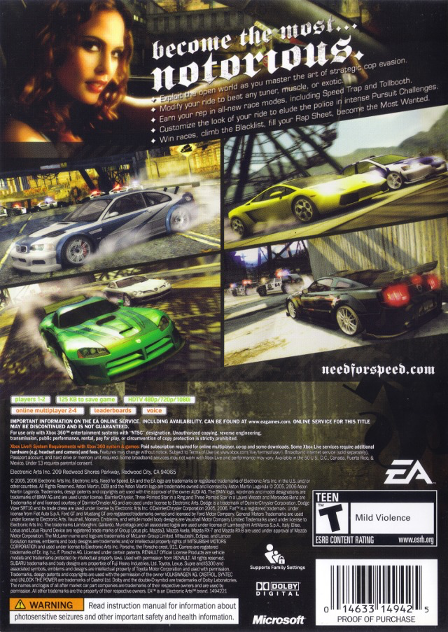 Need for Speed: Most Wanted - Platinum Hits - Xbox 360