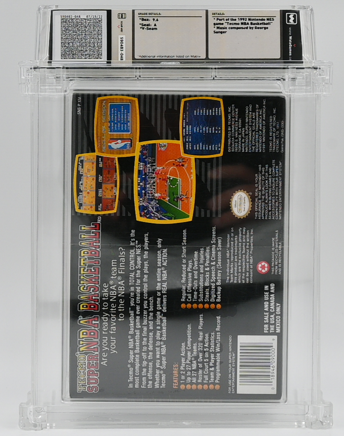 Tecmo Super NBA Basketball SNES 9.6. A - NEBRASKA COLLECTION