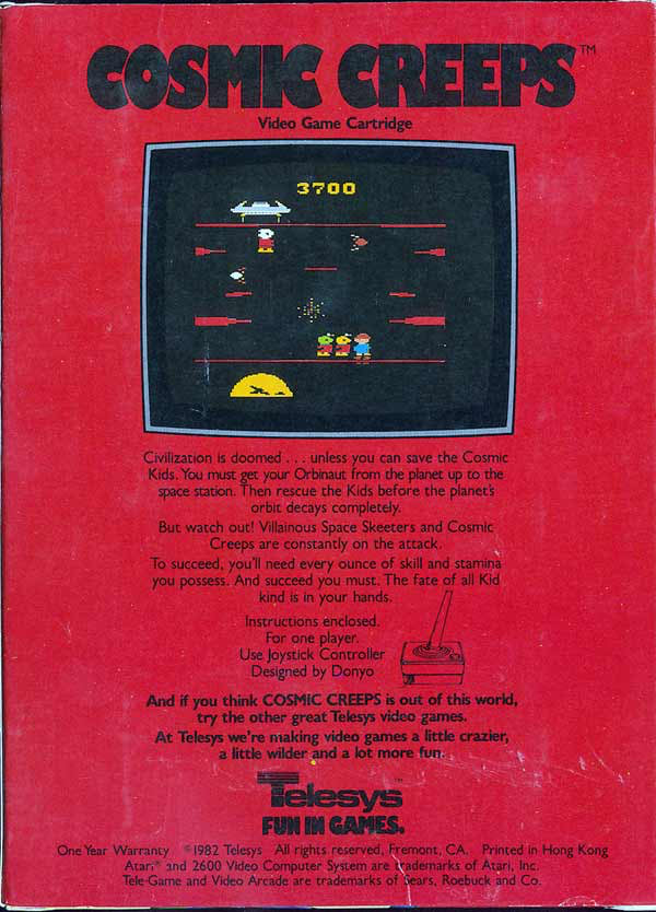 Cosmic Creeps (Telesys Cartridge) - Atari 2600