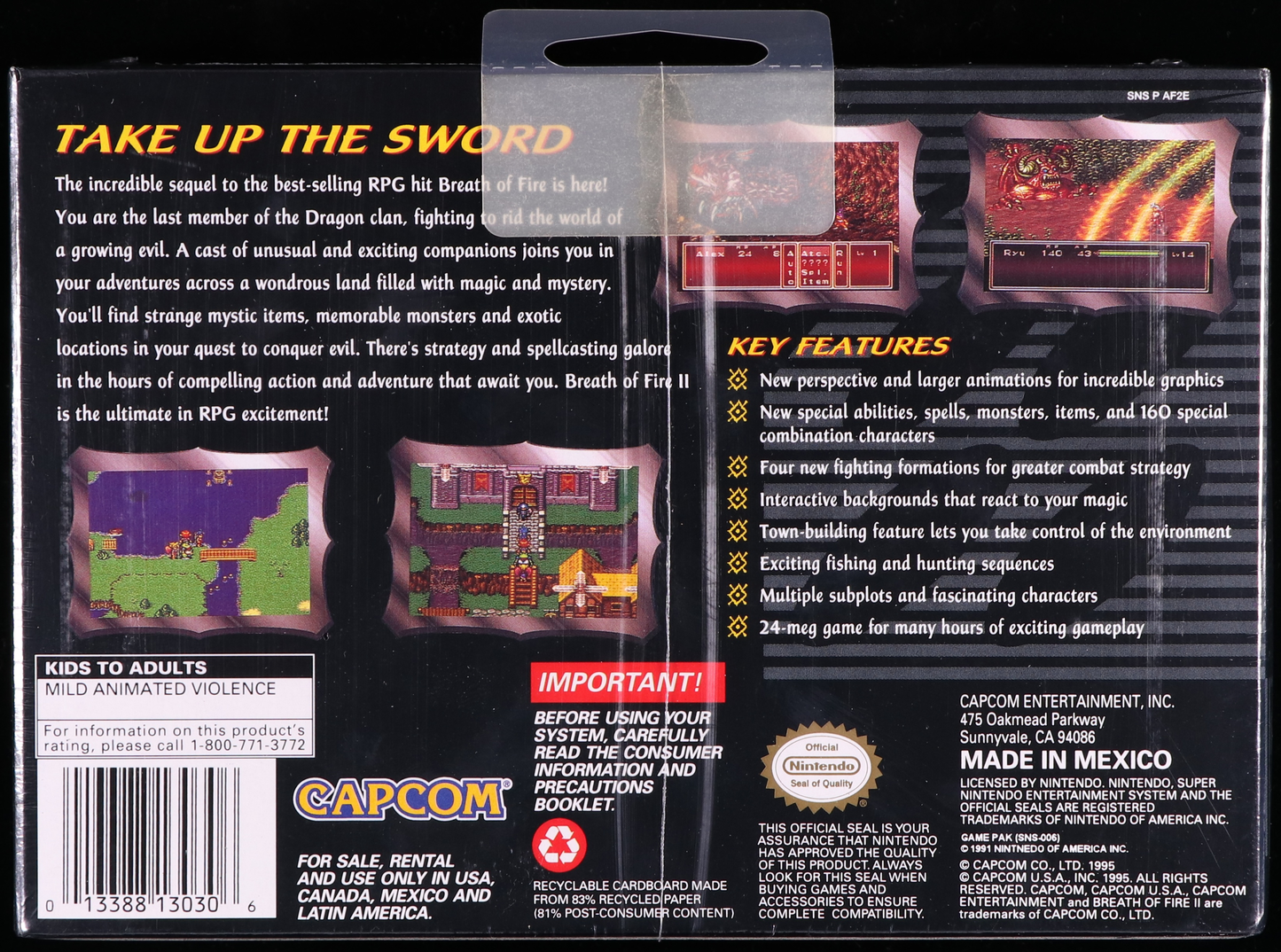 Breath of Fire II SNES 9.0 A+ - NEBRASKA COLLECTION