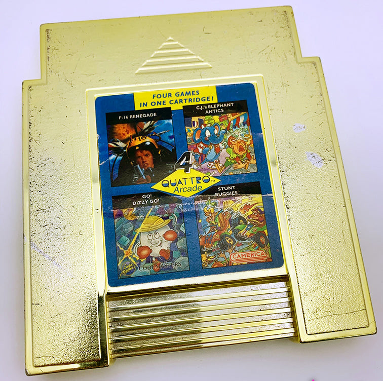 Quattro Arcade (F-16 Renegade / C.J.'s Elephant Antics / Go! Dizzy Go! / Stunt Buggies) - NES