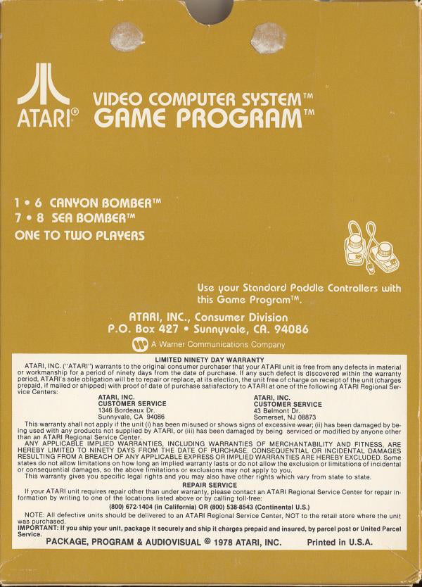 Canyon Bomber (Picture Label) - Atari 2600
