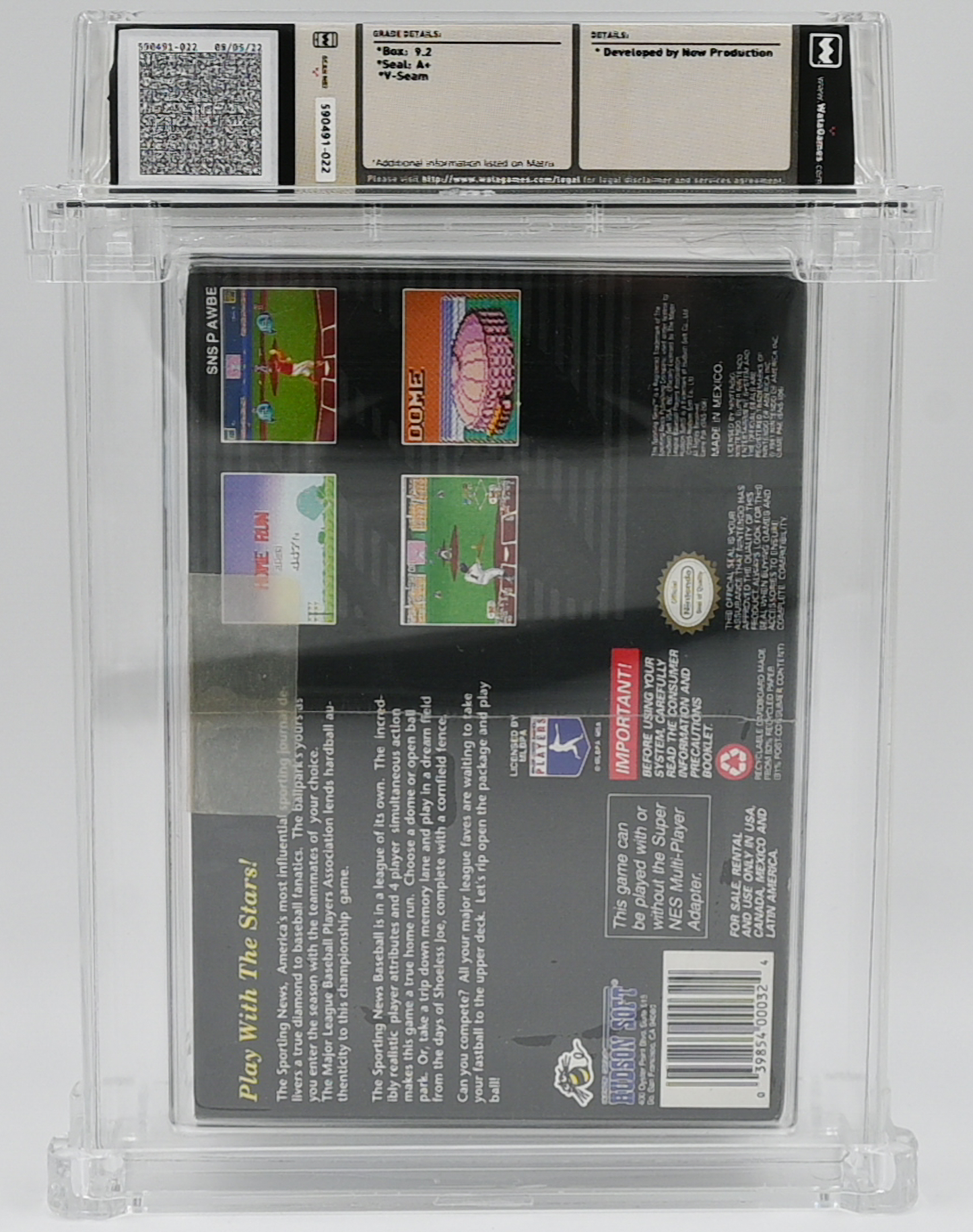 The Sporting News Baseball SNES 9.2 A+ - NEBRASKA COLLECTION