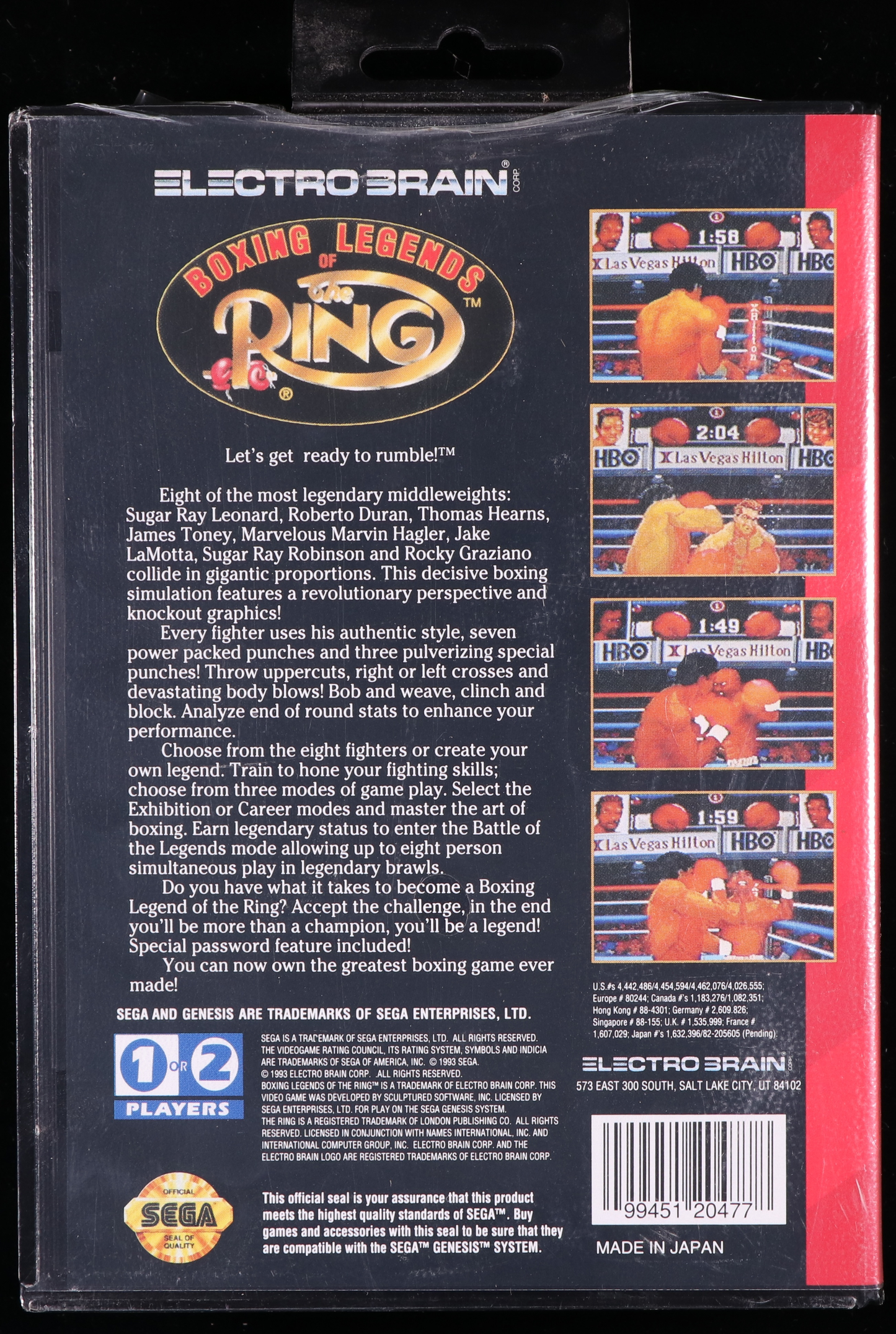 Boxing Legends of the Ring SEGA GENESIS 9.6 A+ - NEBRASKA COLLECTION