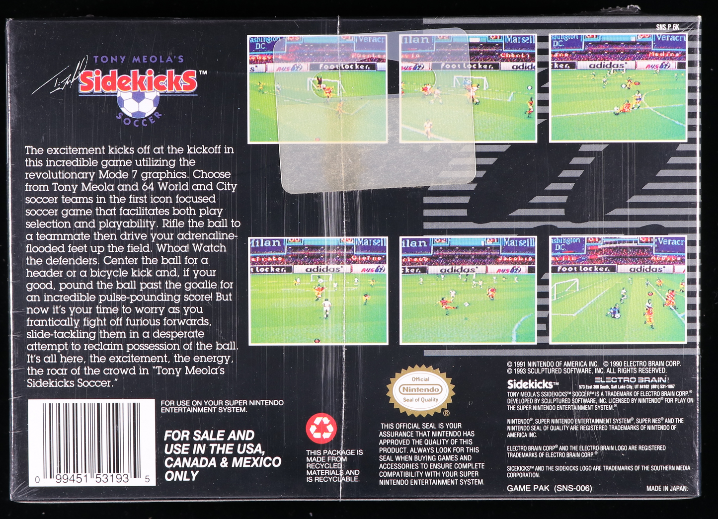 Tony Meola's Sidekicks Soccer SNES 9.6 A+ - NEBRASKA COLLECTION