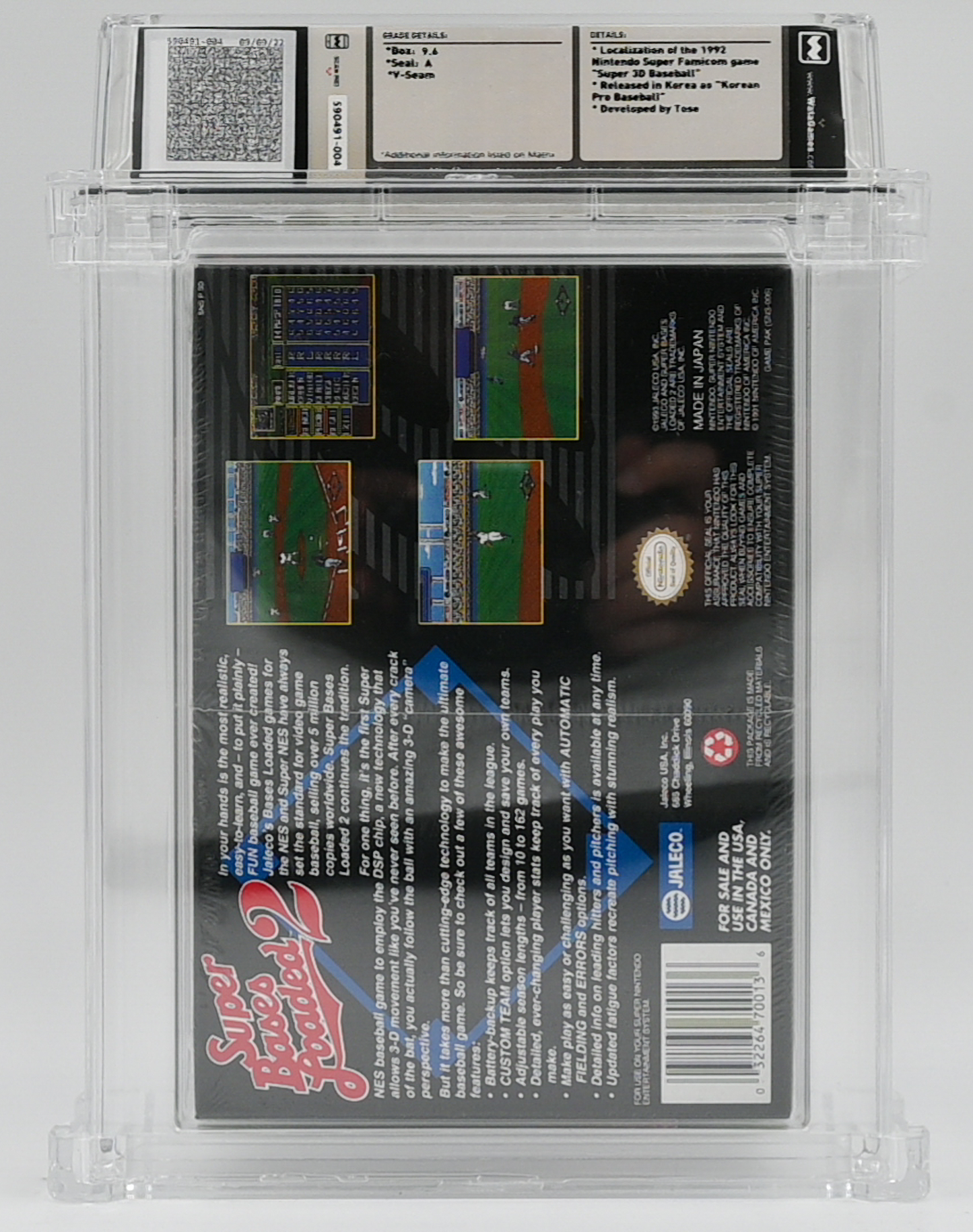 Super Bases Loaded 2 SNES 9.6 A - NEBRASKA COLLECTION