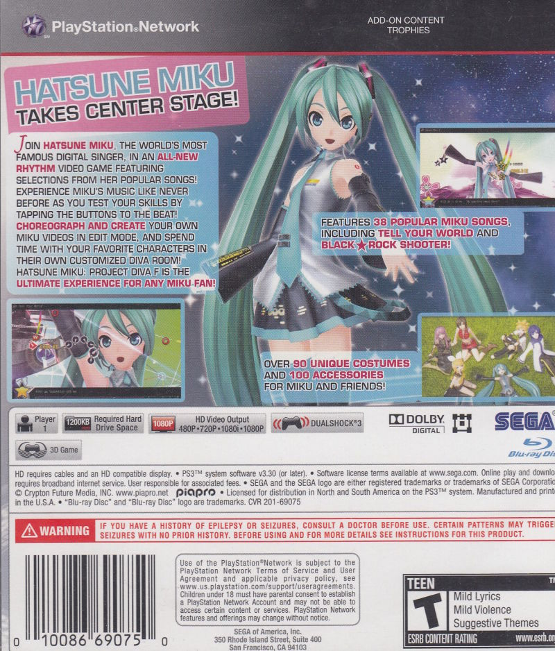 Hatsune Miku: Project DIVA F - PS3