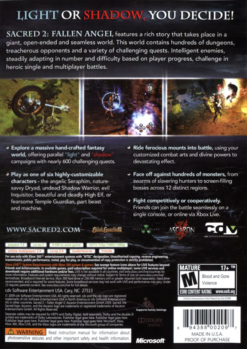 Sacred 2: Fallen Angel - Xbox 360