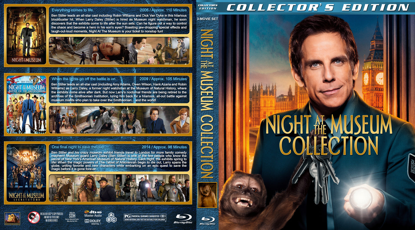Night At The Museum Collection: 3 Movies: Night At The Museum / Battle Of The Smithsonian / Secret Of The Tomb - Blu-ray Comedy VAR PG
