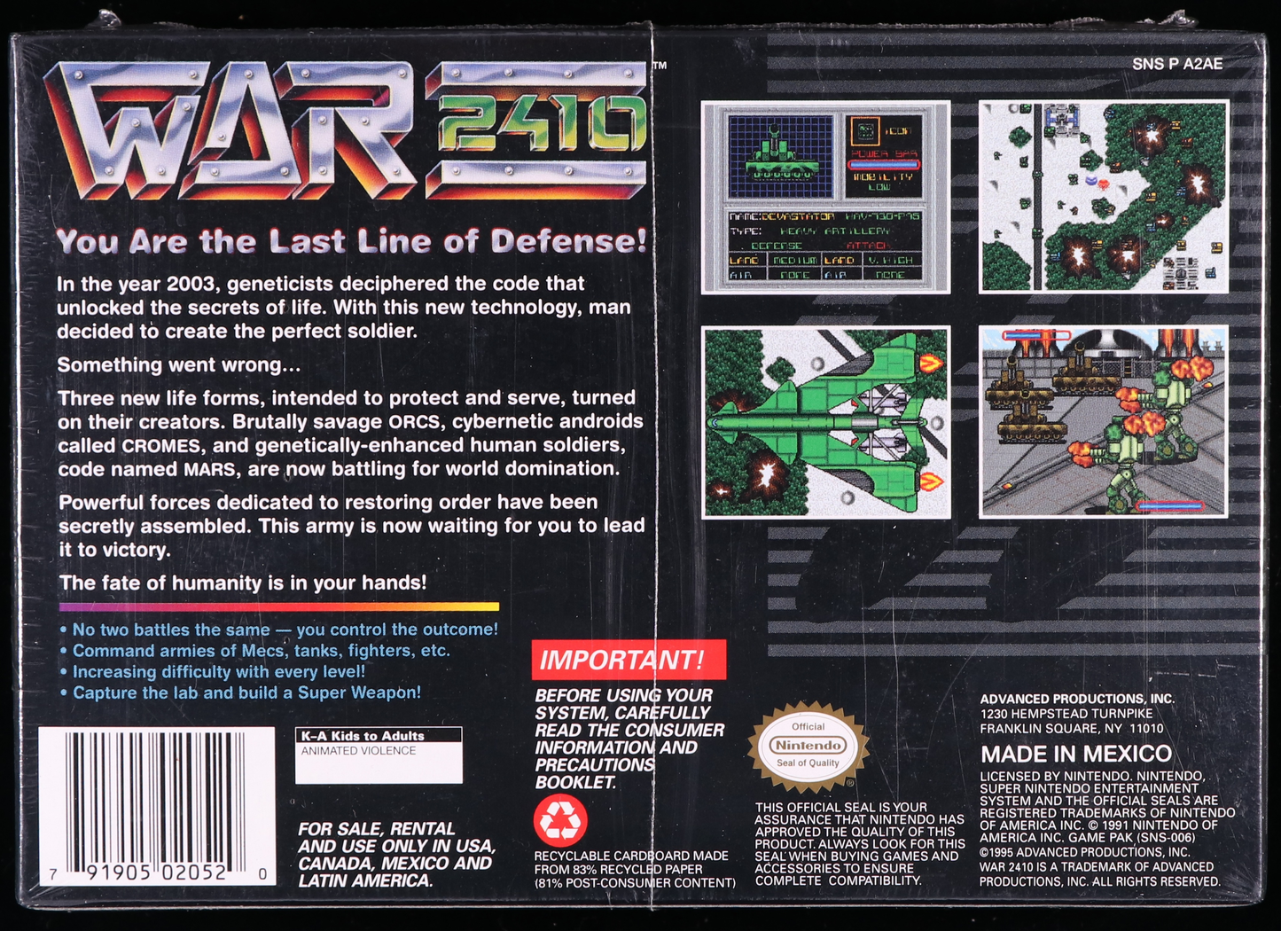 War 2410 SNES 8.5 A - NEBRASKA COLLECTION