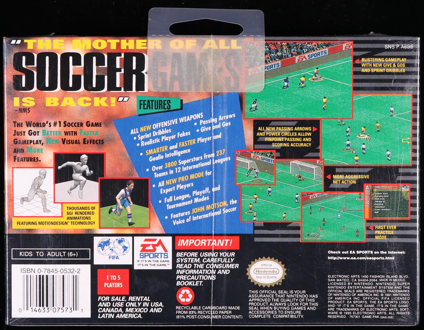 FIFA 96 Soccer SNES 9.6 A+ - NEBRASKA COLLECTION