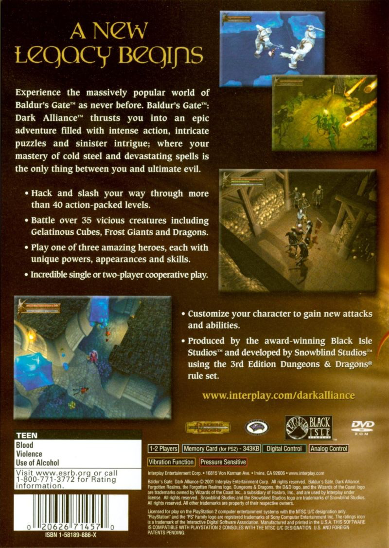Baldurs Gate Dark Alliance - PS2