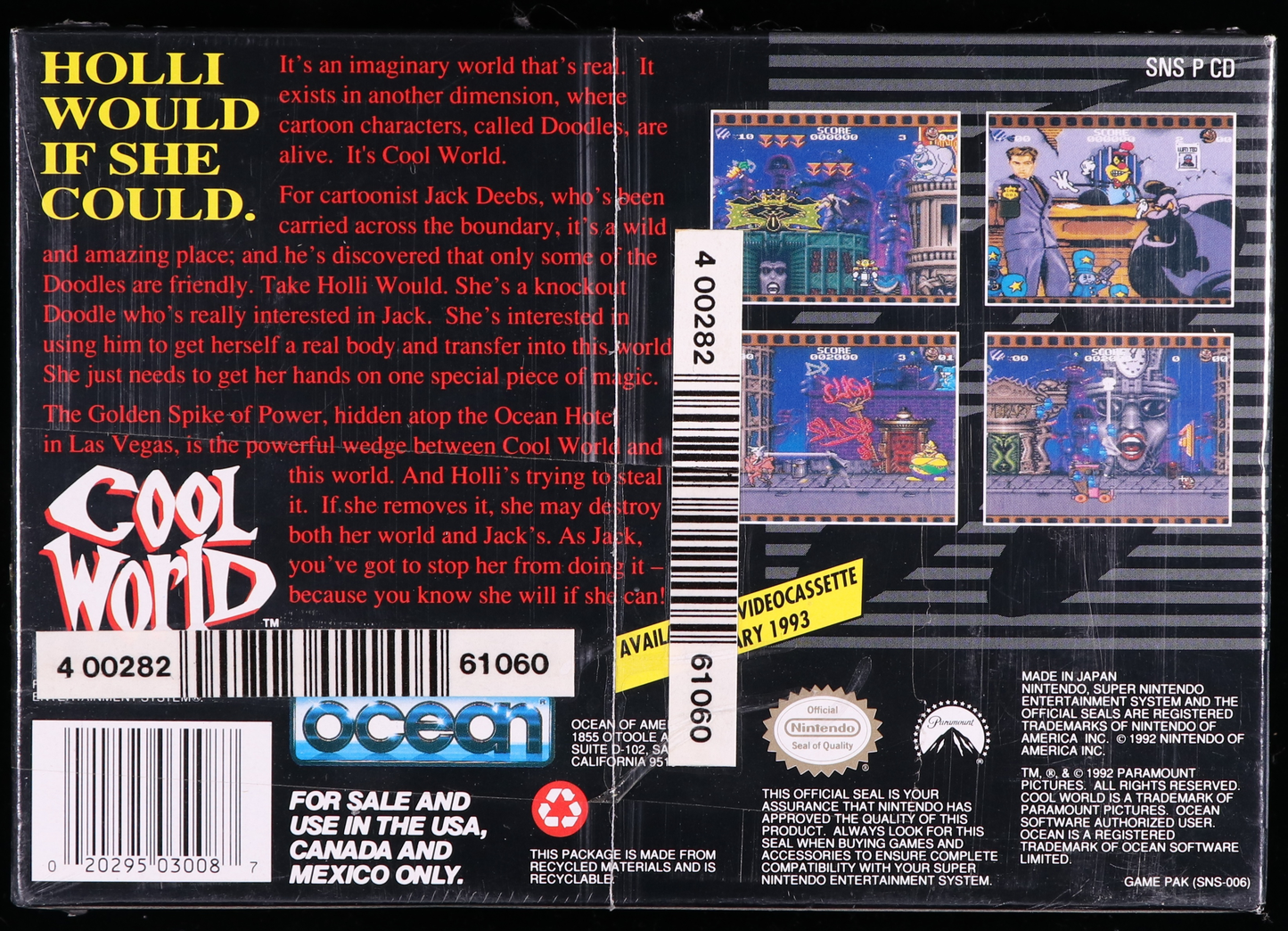 Cool World SNES 9.0 B+ - NEBRASKA COLLECTION