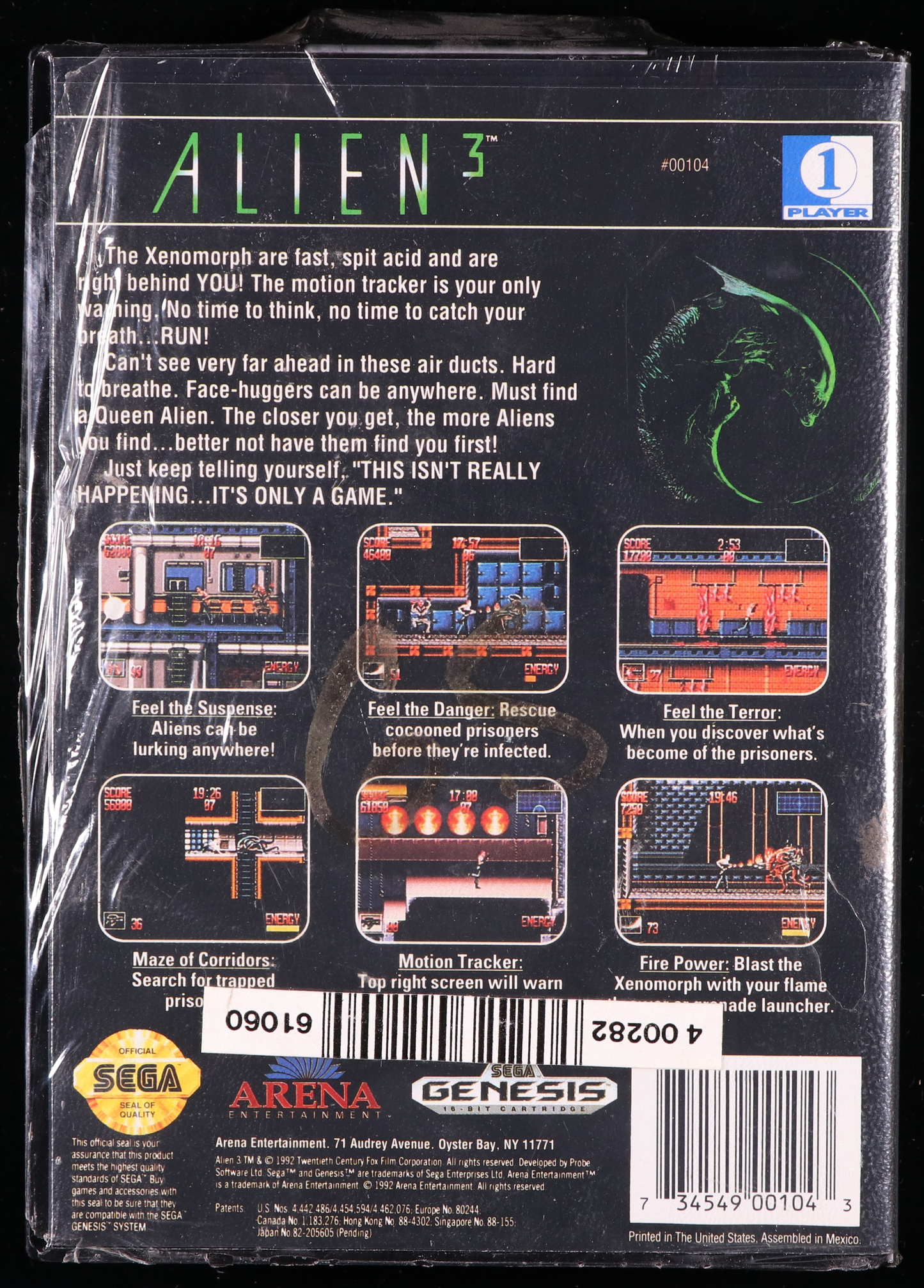 Alien 3 SEGA GENESIS 9.4 B - NEBRASKA COLLECTION