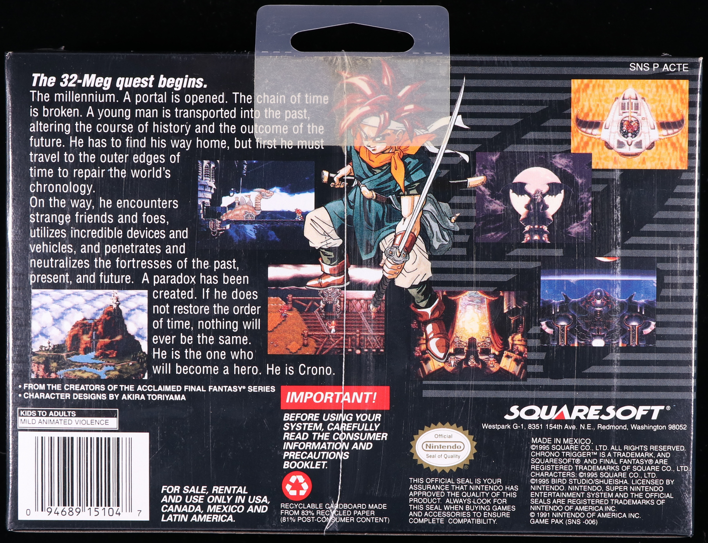 Chrono Trigger SNES 9.8 A++ - NEBRASKA COLLECTION