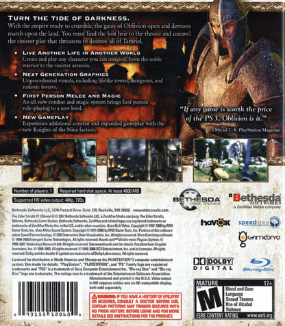 Elder Scrolls IV: Oblivion - PS3