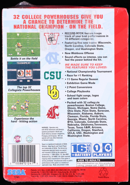 College Football's National Championship II SEGA GENESIS 7.5 A+ - NEBRASKA COLLECTION