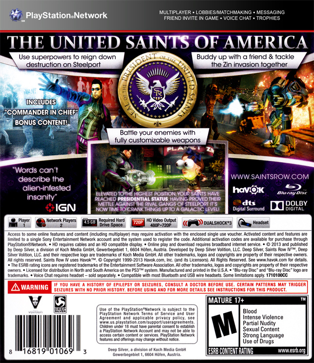 Saints Row 4 - Commander in Chief Edition - PS3