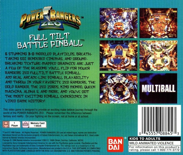 Power Rangers Pinball Machine Power Rangers: Zeo Battle Pinball Used PS1 Games For Sale – Dial Up Games