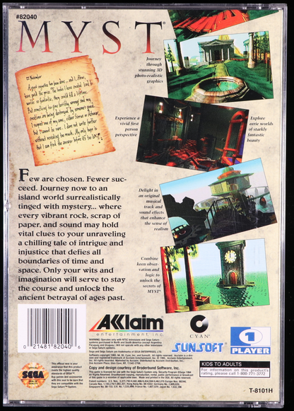 Myst SEGA SATURN 9.0 A+ - NEBRASKA COLLECTION