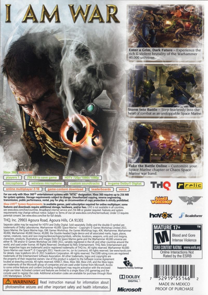 Warhammer 40k: Space Marine - Xbox 360