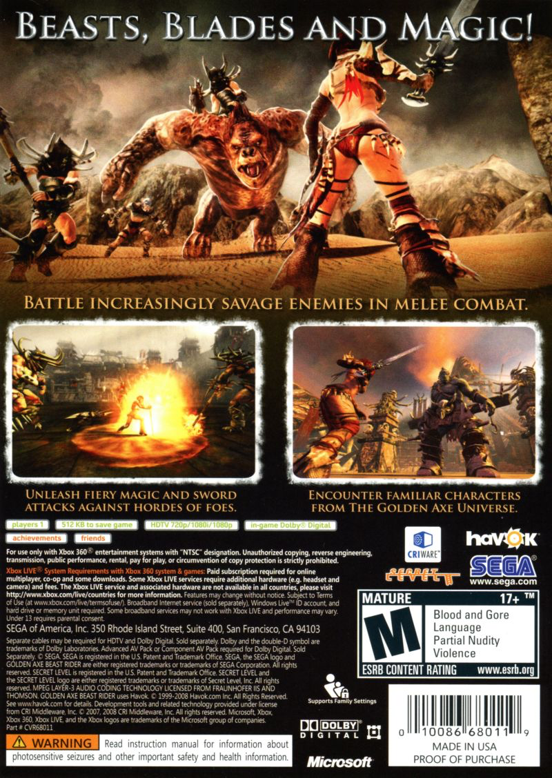 Golden Axe: Beast Rider - Xbox 360