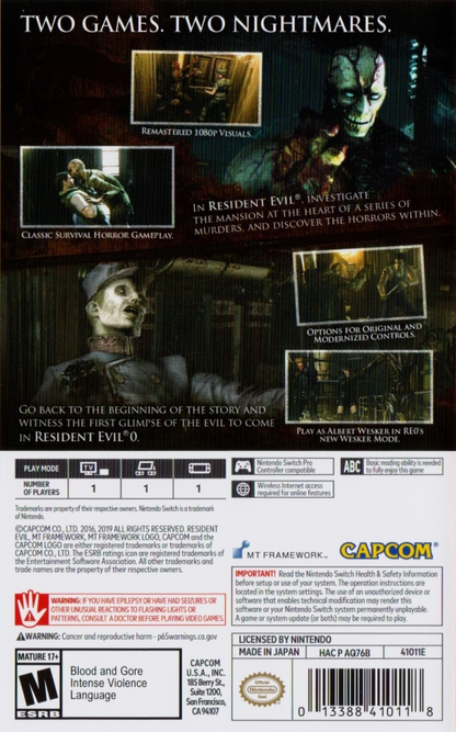 Resident Evil Origins Collection (RE Zero Cart) - Switch