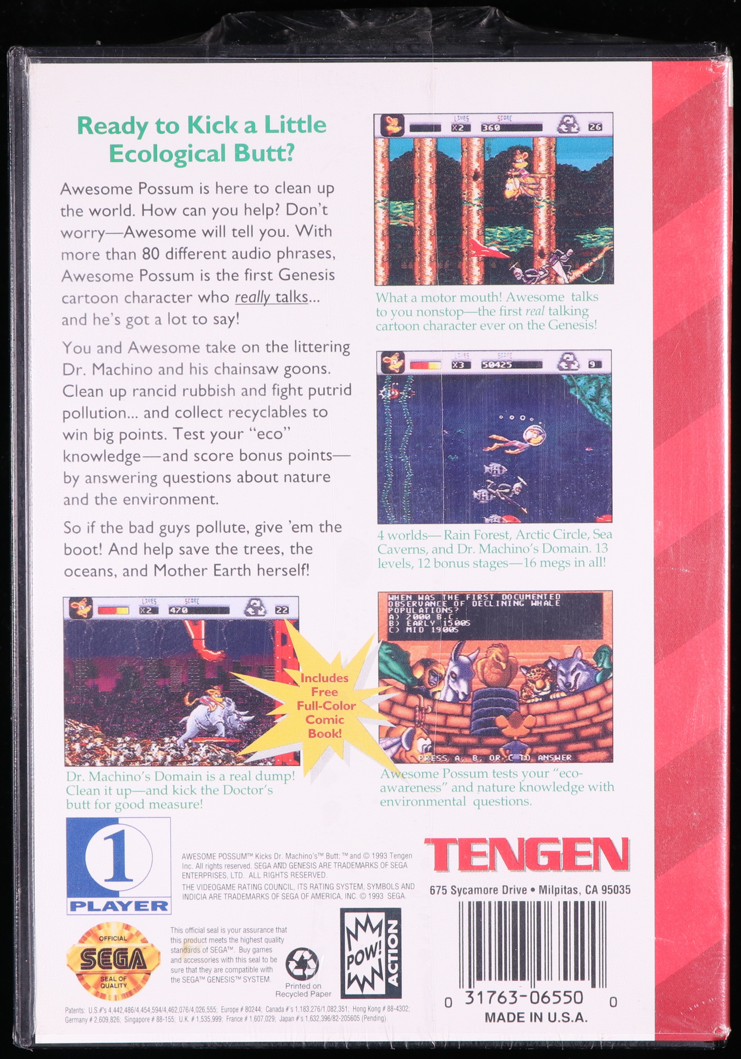 Awesome Possum SEGA GENESIS 9.4 A+ - NEBRASKA COLLECTION