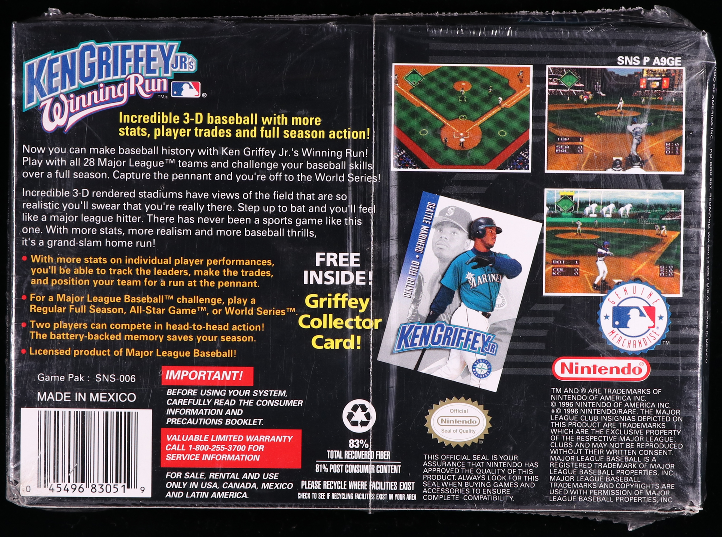 Ken Griffey Jr's Winning Run SNES 6.5 B+ - NEBRASKA COLLECTION