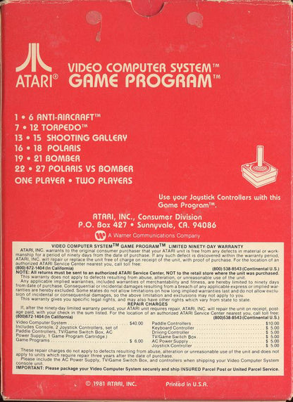 Air-Sea Battle (Picture Label) - Atari 2600