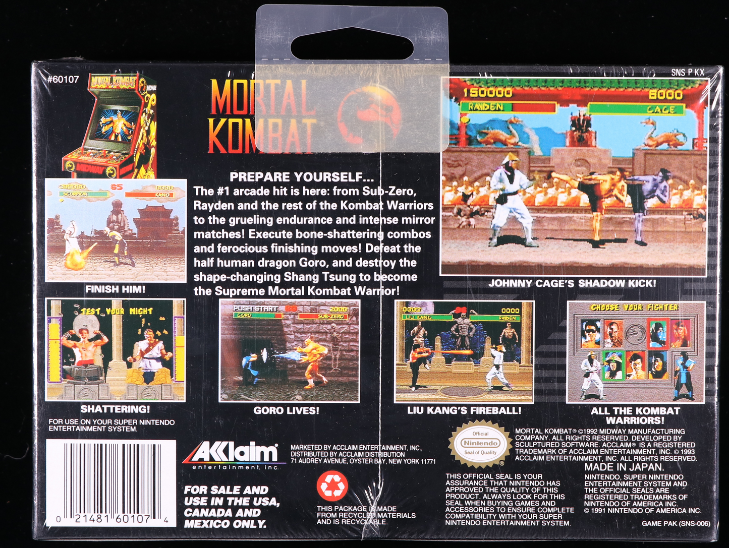 Mortal Kombat SNES 9.6 A+ - NEBRASKA COLLECTION